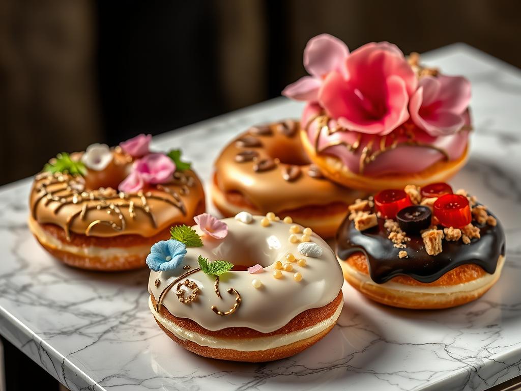 Donat seni (luxury donuts) dengan dekorasi mewah dalam Sejarah Kue Donat Donat seni (luxury donuts) dengan dekorasi mewah dalam Sejarah Kue Donat
