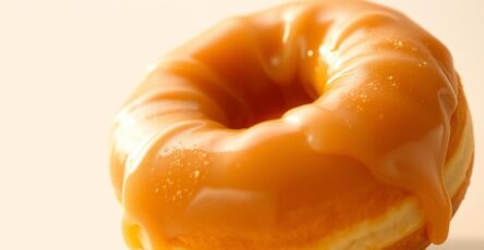 Glazed donut — donat basis (ring atau cake) dengan lapisan gula mengkilap.