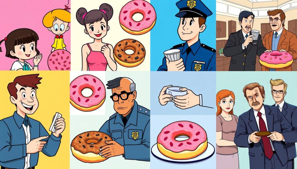 Representasi donat dalam budaya populer film dan animasi dalam Sejarah Kue Donat Representasi donat dalam budaya populer film dan animasi dalam Sejarah Kue Donat